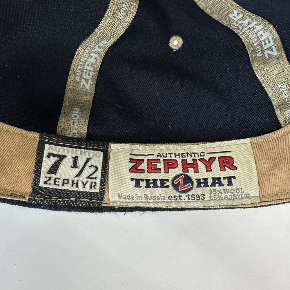 Zephyr The Z Hat Fighting Irish Notre Dame Fitted Hat 7 1/2 Blue‎ Embroidered